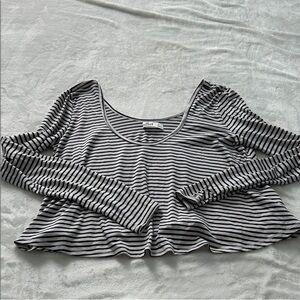 Hollister Black and White Striped Long Sleeve Top